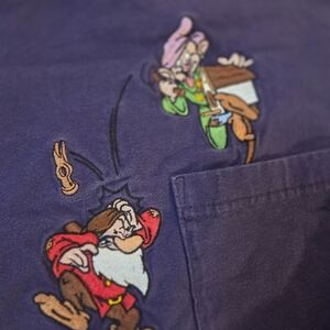 Vintage Disney Store Seven Dwarves Long Sleeve Shirt embroidered Grumpy Dopey 90
